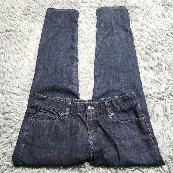 Ann Taylor Loft Jeans Womens 4 Curvy Straight Blue Dark Wash Denim Stretch Pants - Picture 3 of 14